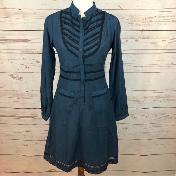 NWT Salt & Pepper Silky Lace Bib Fit Flare Dress - Picture 2 of 7